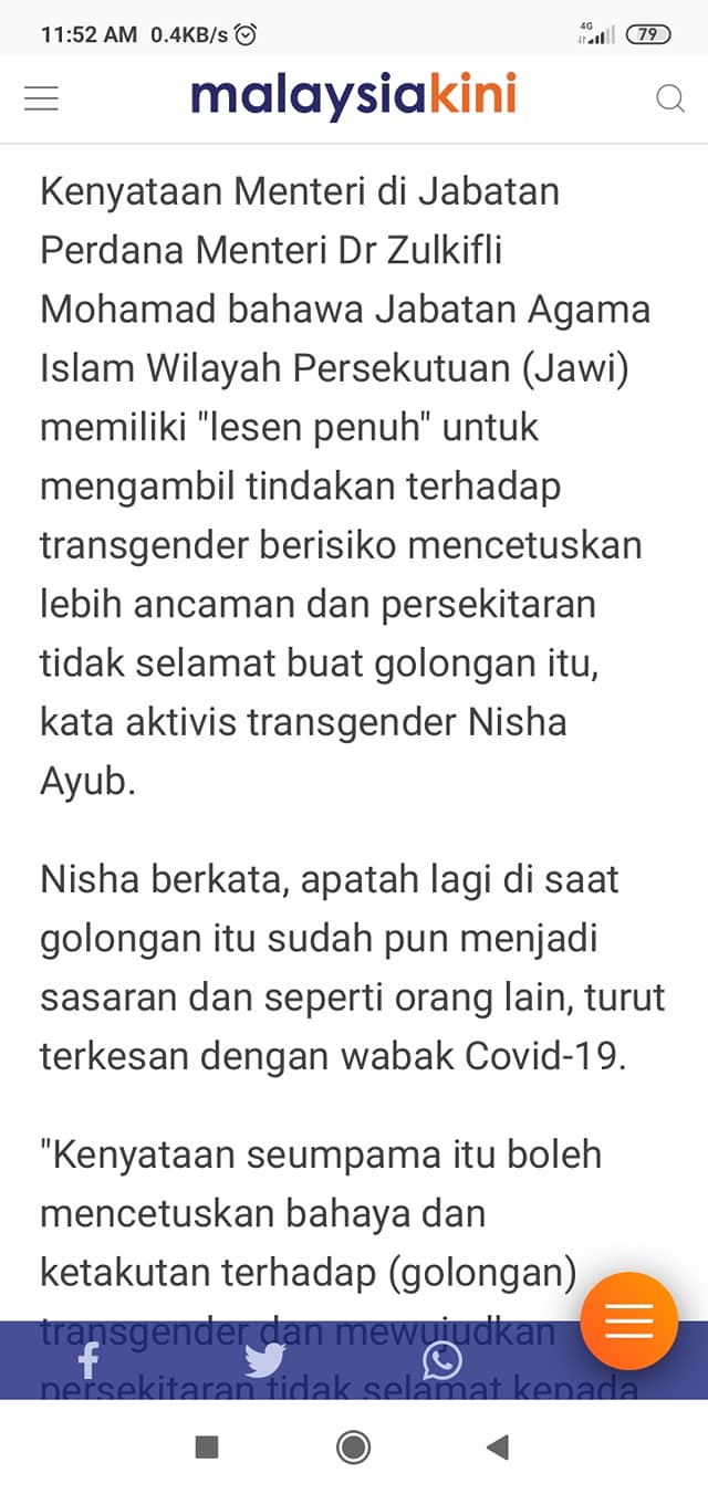 KENYATAAN MENTERI BAWA PERSEKITARAN TAK SELAMAT BUAT LGBTZ?