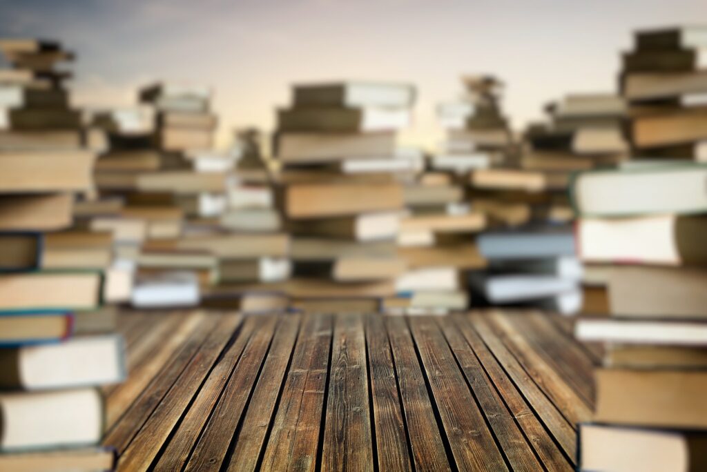 Space among stacks of books