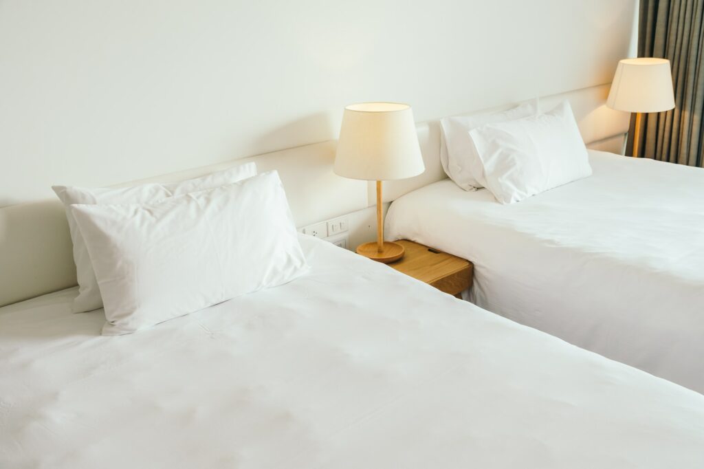 White pillow on the bed