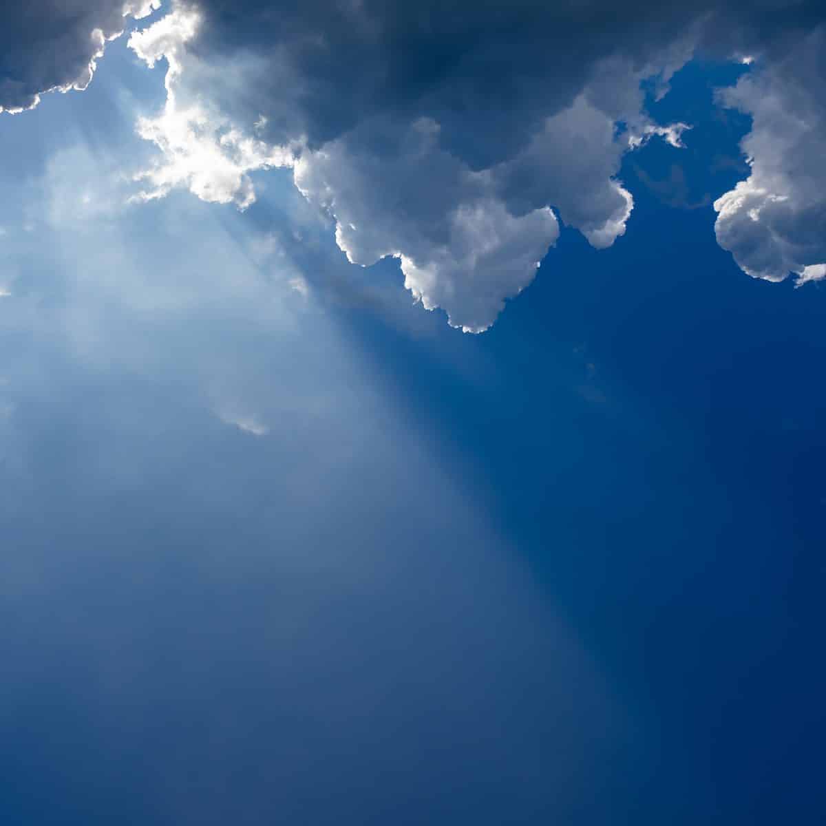 The light shining through the clouds