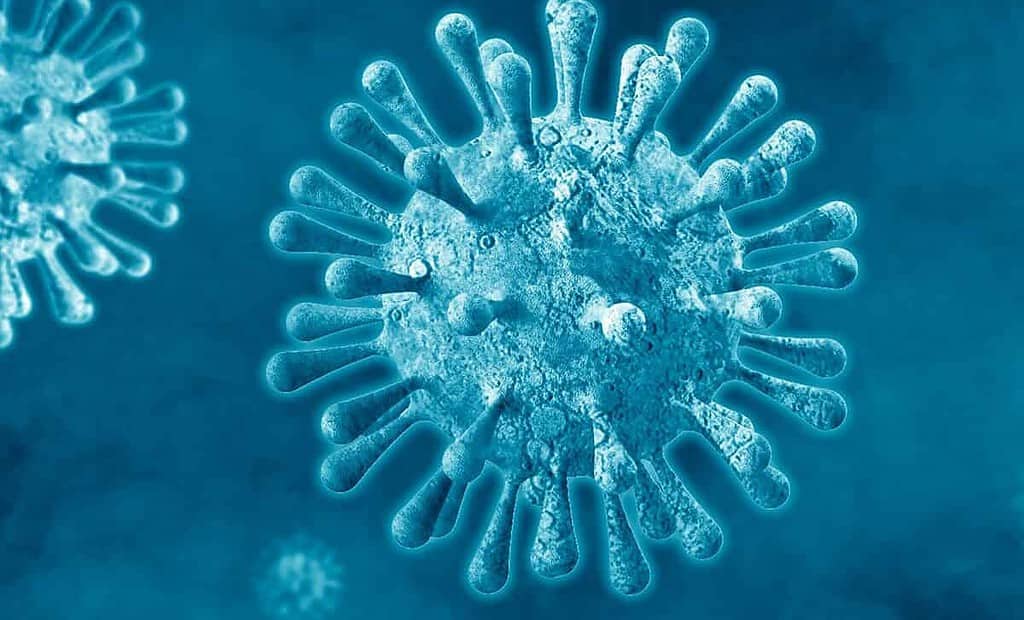 Illustration of blue Corona virus. 3d corona virus background.