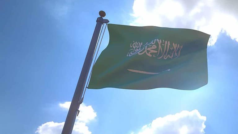 Saudi Arabia Flag on a Pole