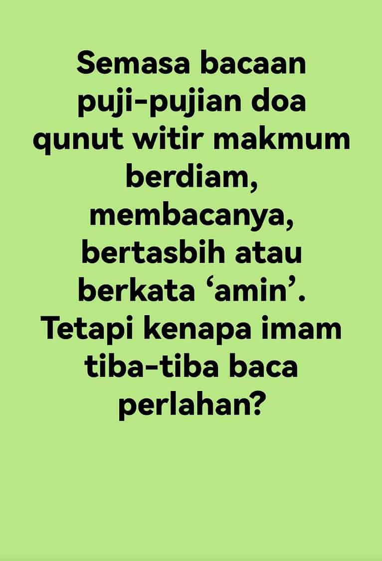 UCAPAN MAKMUM SEMASA DOA QUNUT WITIR