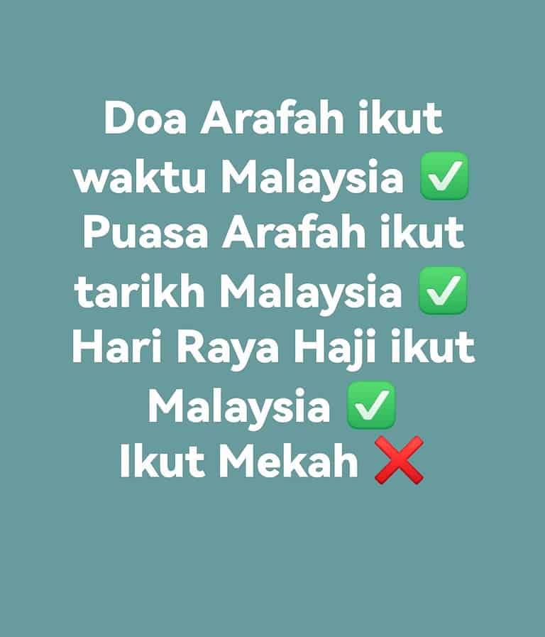 DOA ARAFAH: IKUT WAKTU MEKAH / MALAYSIA?