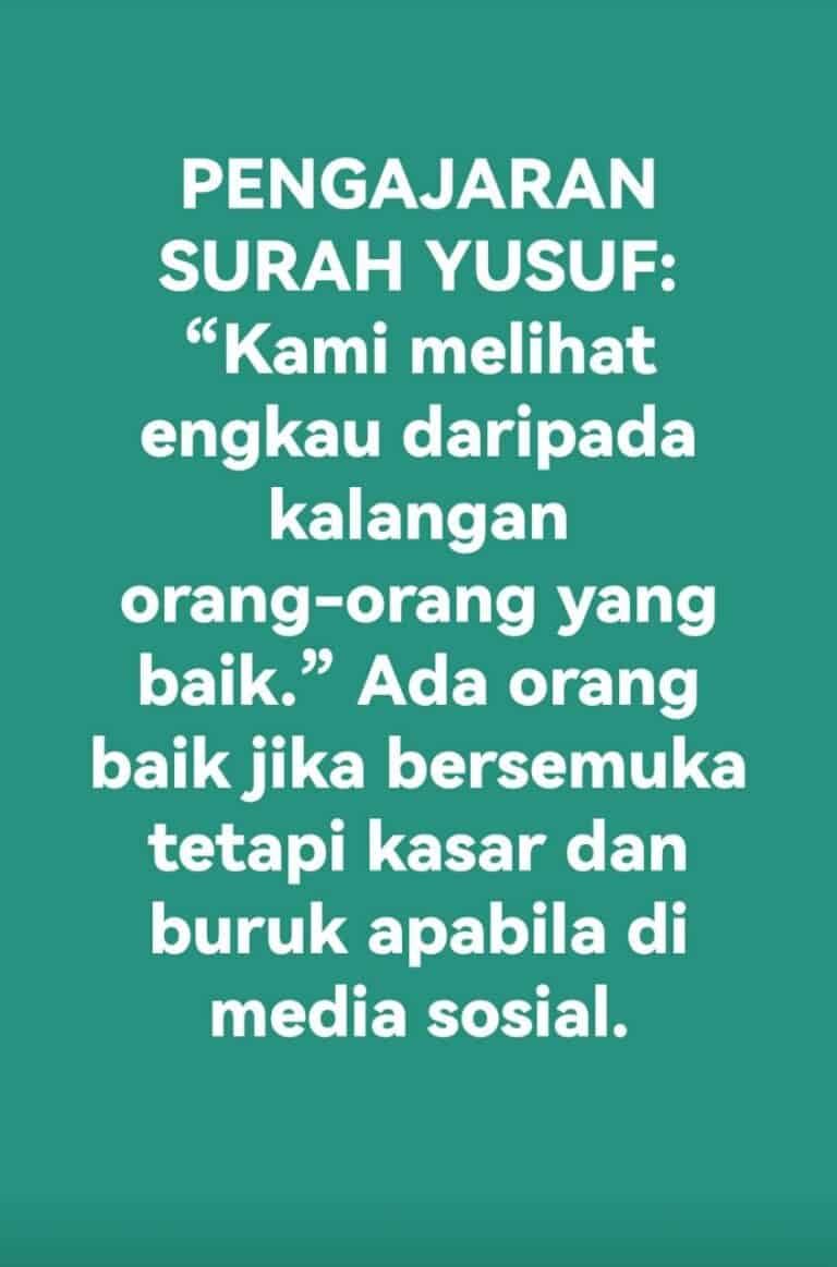 KAMI MELIHAT ENGKAU DARIPADA KALANGAN ORANG-ORANG YANG BAIK