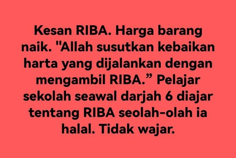 RIBA SEBAB KENAIKAN HARGA BARANG